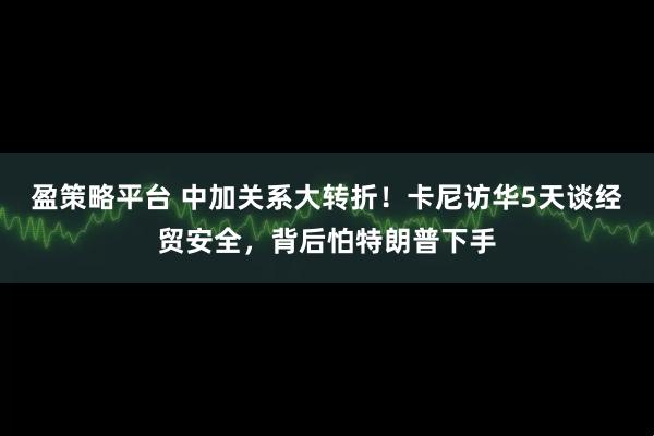 盈策略平台 中加关系大转折！卡尼访华5天谈经贸安全，背后怕特朗普下手